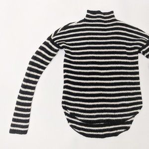 Express black white stripe mockneck sweater xs